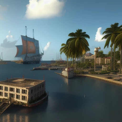 621649265-carribean port city in the afternoon, unreal engine, hyper realistic, by John Constable, detailed, 17th century.webp